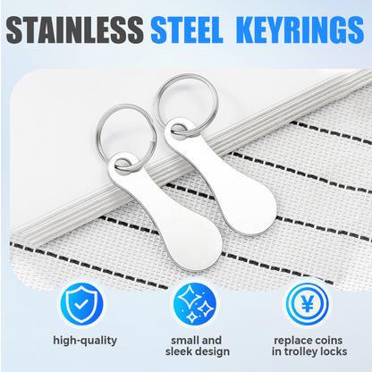 2 Pieces Stainless Steel Shopping Trolley Token Keyrings